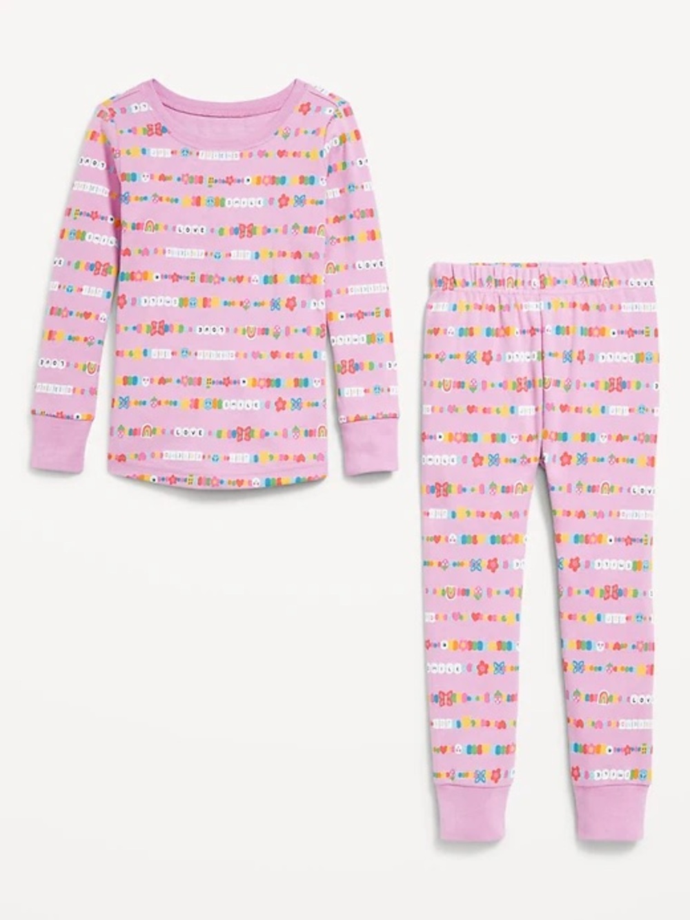 Old Navy Pink Friendship Bracelet Snug Fit Cotton Pajama Set 5T